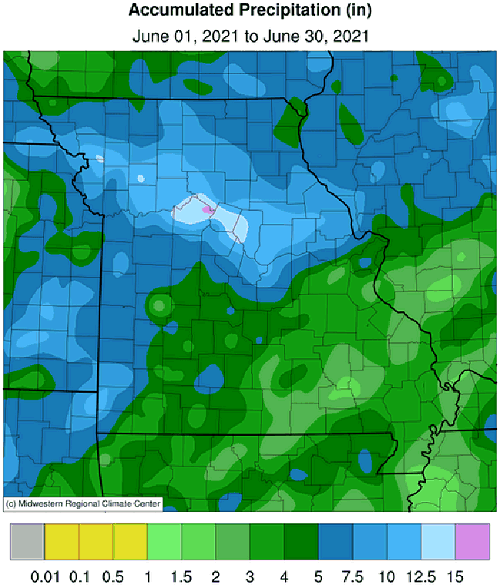 Accumulated Precipitation (in) June 01, 2021 to June 30, 2021