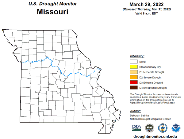 U.S. Drought Monitor - Missouri - March 2022