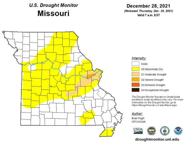 U.S. Drought Monitor - Missouri - December 2021
