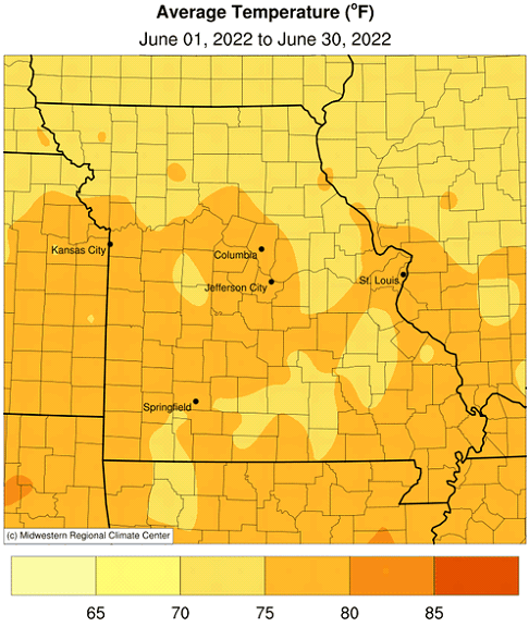 Average Temperature (°F) June 01, 2022 to June 30, 2022
