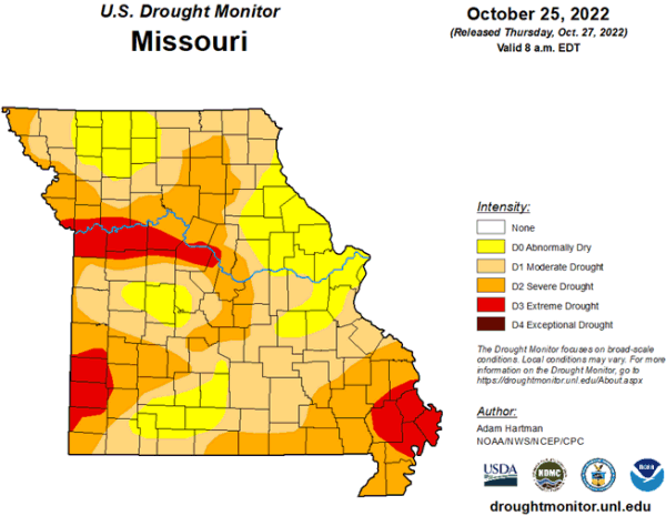 U.S. Drought Monitor - Missouri - October 2022