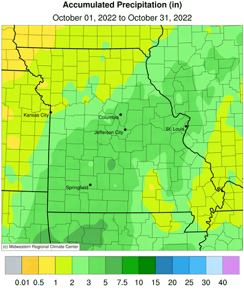 Accumulated Precipitation (in) October 01, 2022 to October 31, 2022