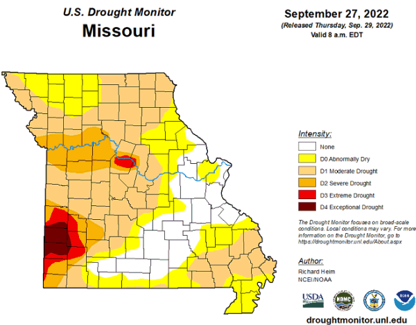 U.S. Drought Monitor - Missouri - September 2022