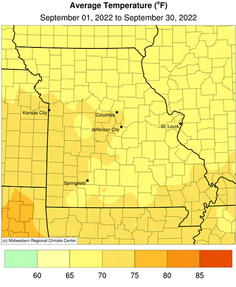 Average Temperature (°F) September 01, 2022 to September 30, 2022