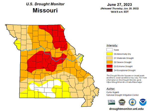 U.S. Drought Monitor - Missouri - June 2023