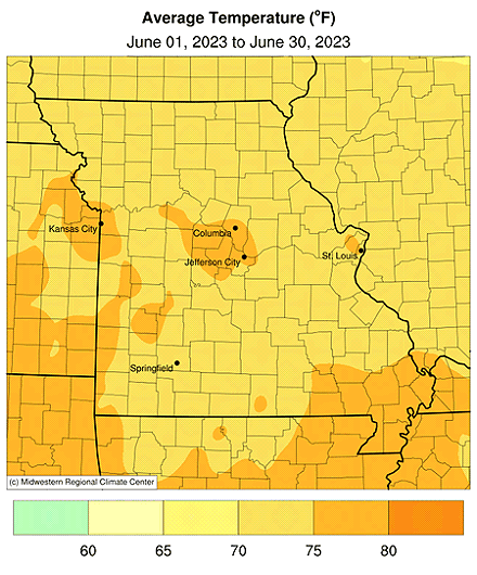 Average Temperature (°F) June 01, 2023 to June 30, 2023