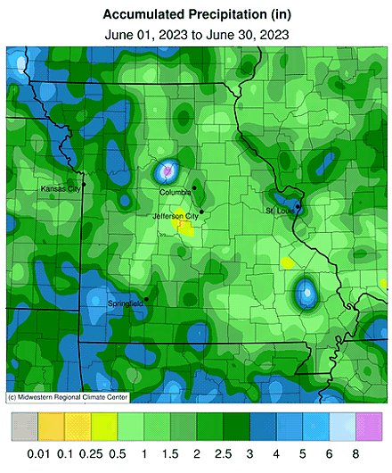 Accumulated Precipitation (in) June 01, 2023 to June 30, 2023