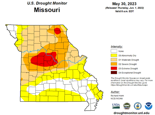 U.S. Drought Monitor - Missouri - May 2023