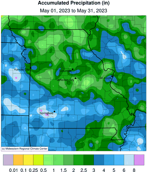 Accumulated Precipitation (in) May 01, 2023 to May 31, 2023