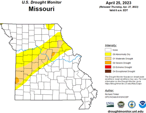 U.S. Drought Monitor - Missouri - April 2023