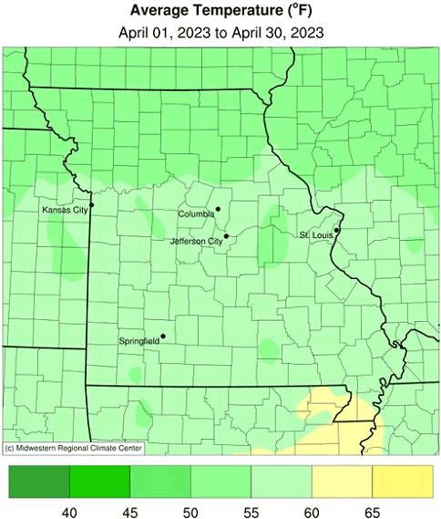 Average Temperature (°F) April 01, 2023 to April 30, 2023