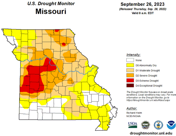 U.S. Drought Monitor - Missouri - September 2023
