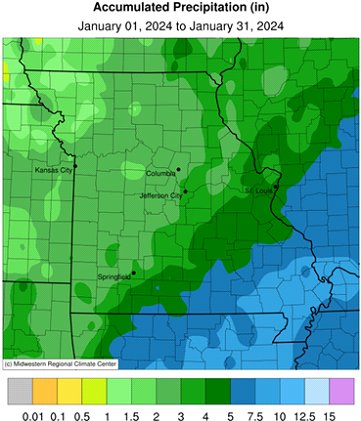 Accumulated Precipitation (in) January 01, 2024 to January 31, 2024