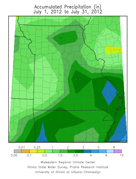 Accumulated Precipitation, July 1, 2012 to July 31, 2012