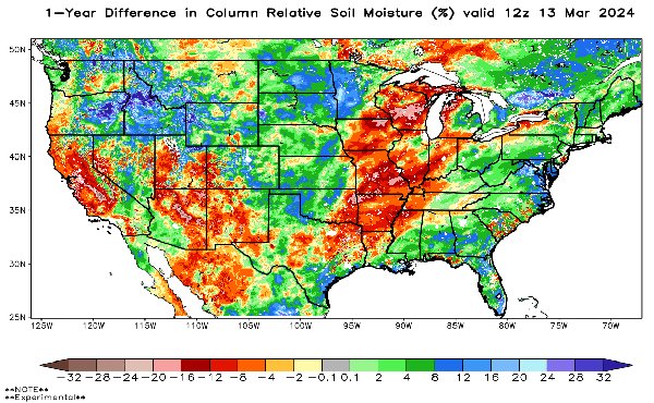 1-year difference in soil moisture from March 2023 to March 2024